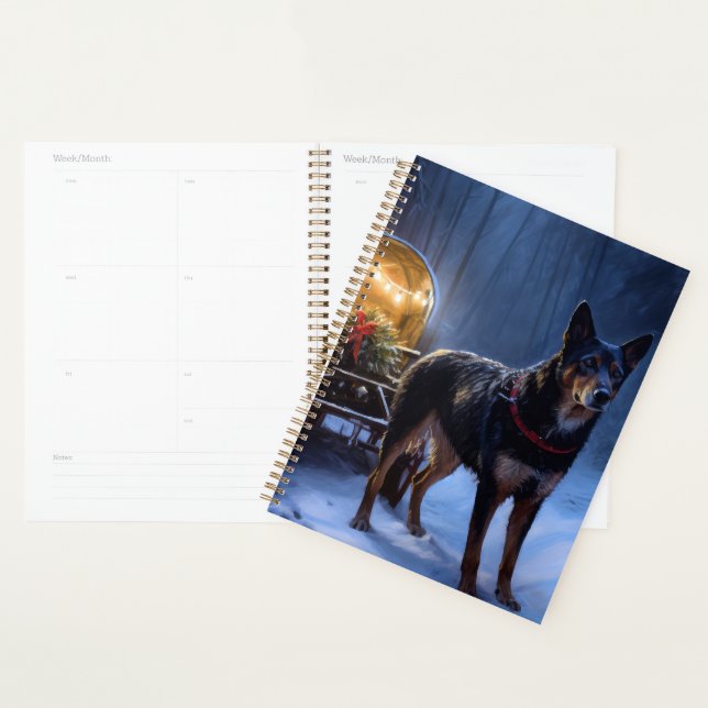 Australian Kelpie Snowy Sleigh Weihnachtsdekor Planer (Anzeige)