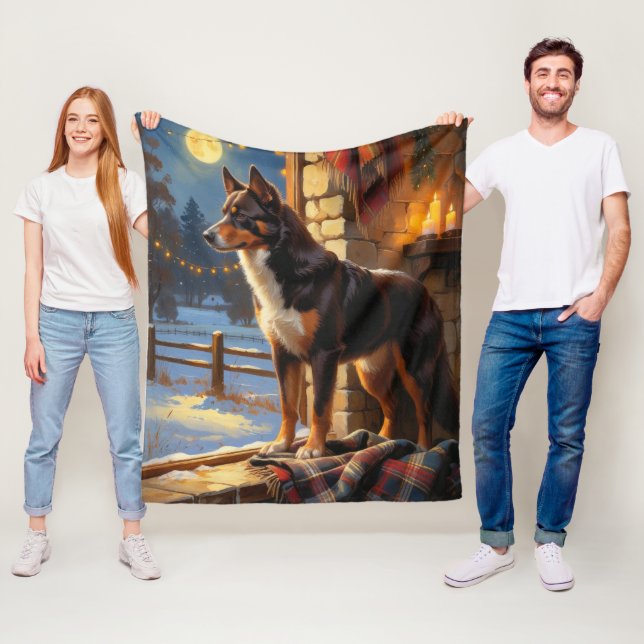 Australian Kelpie With Christmas Lights Holiday Fleecedecke (Beispiel)