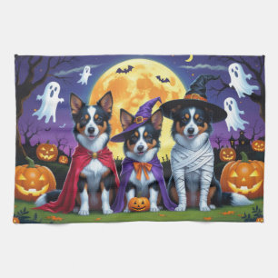 Australian Kelpies Dogs Pumpkin Halloween Funny Geschirrtuch