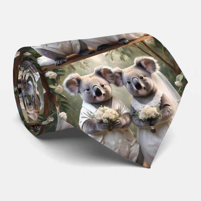 Australian Koala Bear White Wedding, Krawatte (Gerollt)