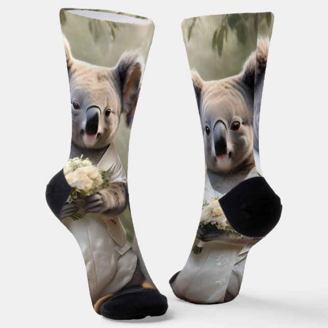Australian Koala Bear White Wedding, Socken (Gewinkelt)