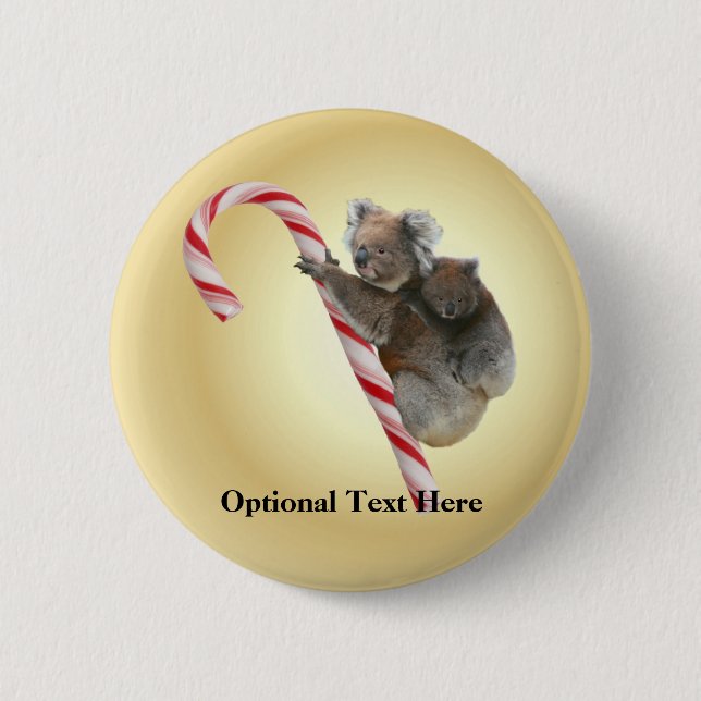Australian Koala Christmas Candy Cane Button (Vorderseite)