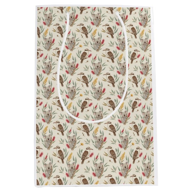 Australian Koalas, Kookaburras and Native Flora Mittlere Geschenktüte (Vorderseite)