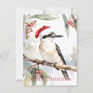 Australian Kookaburra Weihnachtsmannmütze Frohe We Postkarte