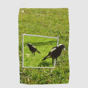 Australian Magpie Bird Popout Art, Golfhandtuch