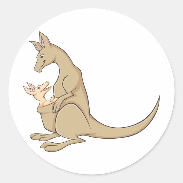 Australian Mama Kangaroo und Baby Joey Runder Aufkleber (Vorderseite)