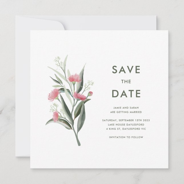 Australian Native Gum Blossom Wedding Save The Date (Vorderseite)