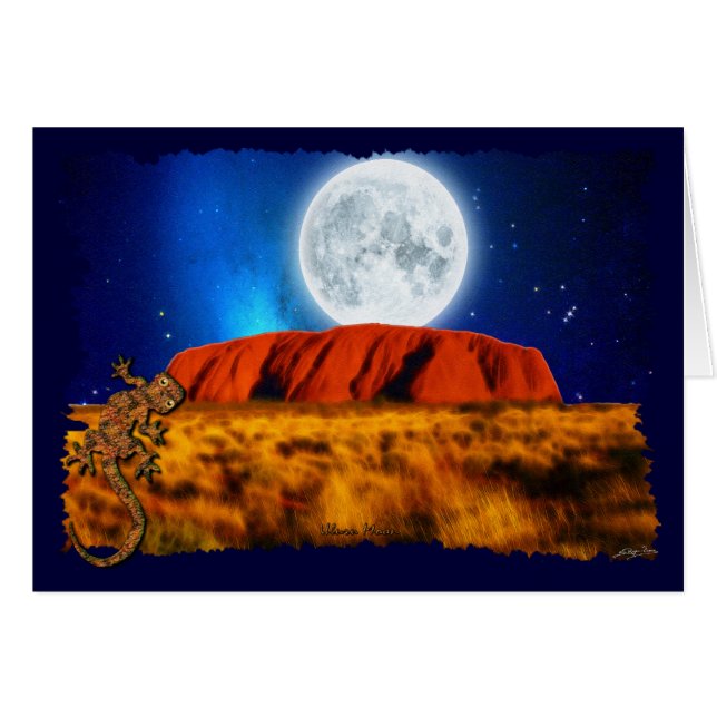 Australian Outback Ayer's Rock & Gecko Card (Vorderseite (Horizontal))