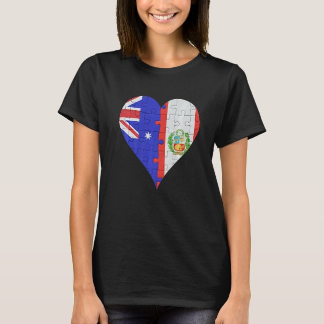 Australian Peruvian Flag Heart T-Shirt (Vorderseite)
