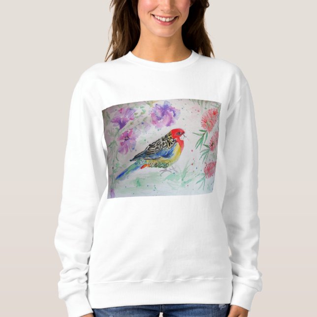 Australian Rosella Parrot Watercolor Sweatshirt (Vorderseite)