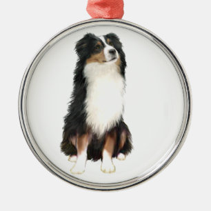 AUSTRALIAN SHEPHERD (A) - Dreifarbig Silbernes Ornament