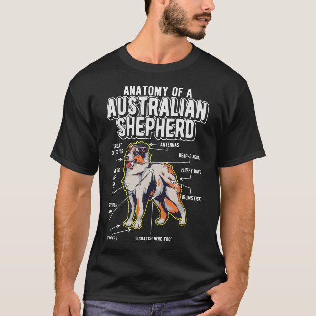 Australian Shepherd Anatomy Funny Dog T-Shirt (Vorderseite)