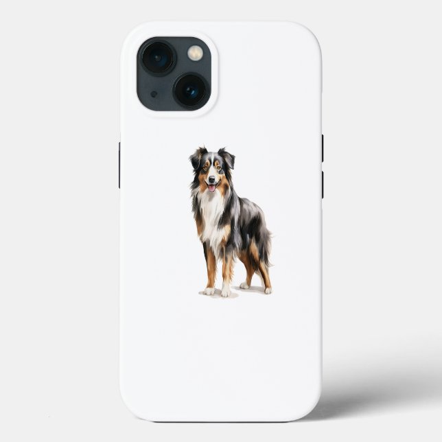Australian Shepherd Aquarell Print Case-Mate iPhone Hülle (Rückseite)