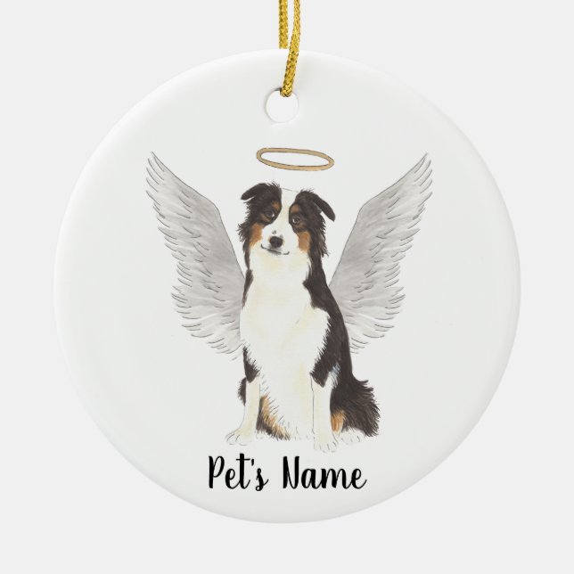 Australian Shepherd Aussie Beileid Memorial Keramik Ornament (Vorne)