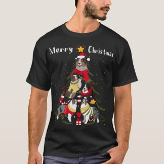 Australian Shepherd Aussie Christmas Tree Xmas Dog T-Shirt