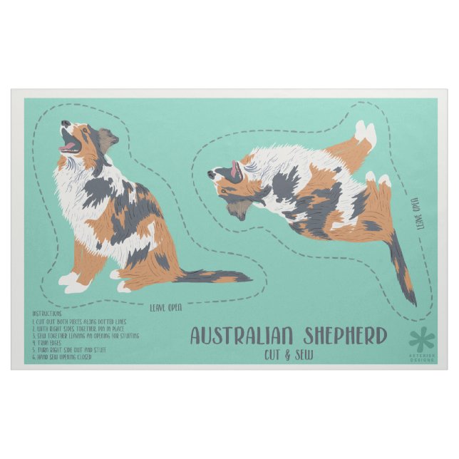 Australian Shepherd Aussie Dog Cut and Sew Stoff (Fat Quarter (45,7 x 55,9 cm))