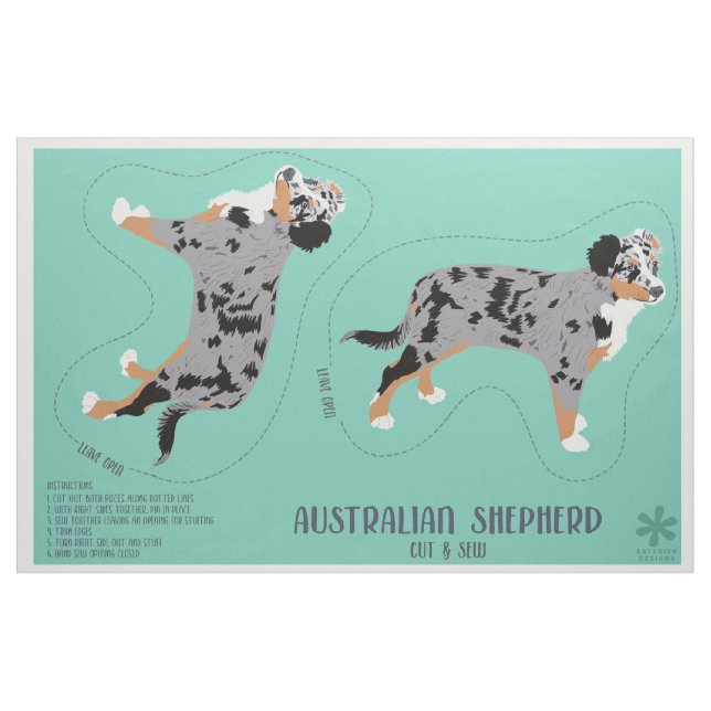 Australian Shepherd Aussie Dog Cut and Sew Stoff (Fat Quarter (45,7 x 55,9 cm))