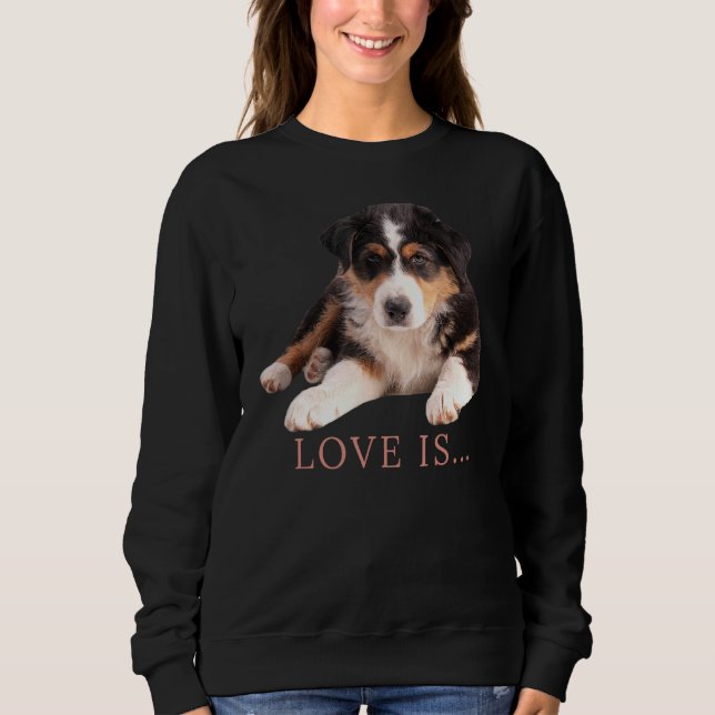 Australian Shepherd Aussie Mama Vater Liebe Dog T- Sweatshirt (Vorderseite)