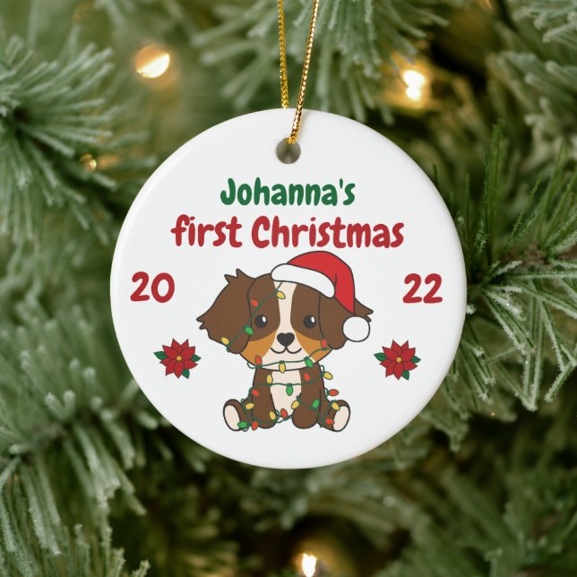 Australian Shepherd Babys erste Weihnachten Keramik Ornament (Baum)