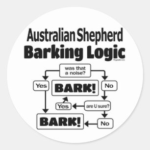 Australian Shepherd Barking Logic Runder Aufkleber