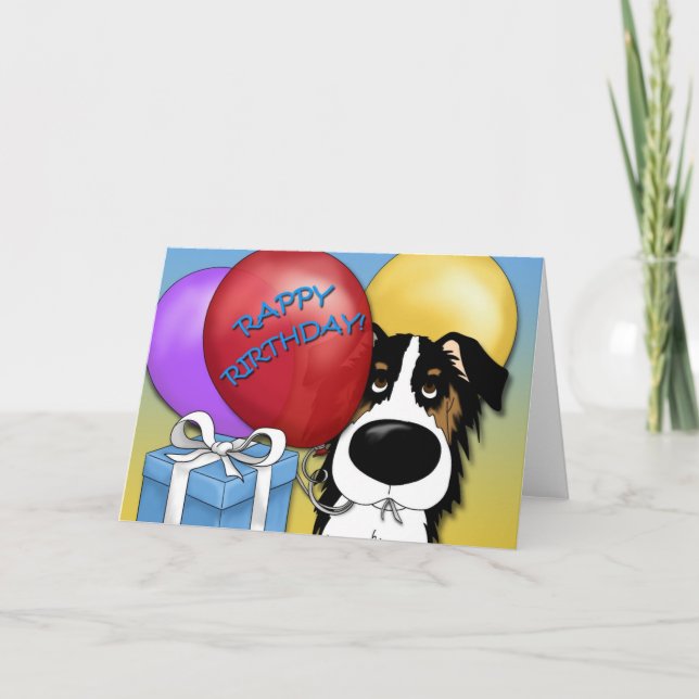 Australian Shepherd Birthday Card Karte (Vorderseite)