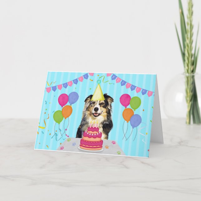 Australian Shepherd Birthday Holiday Card Karte (Vorderseite)