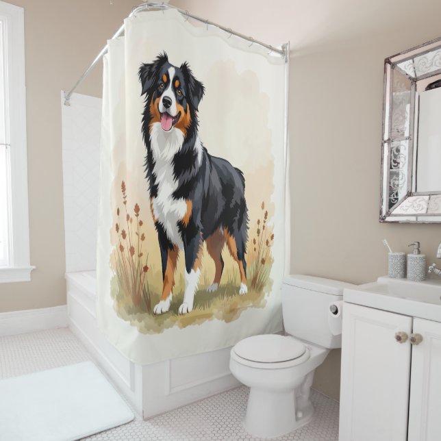 Australian Shepherd Black Tricolor Aussie Dog Duschvorhang (Beispiel)