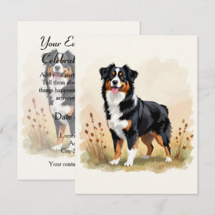 Australian Shepherd Black Tricolor Aussie Dog Einladung