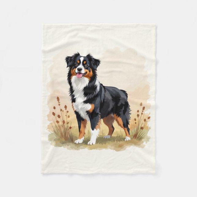 Australian Shepherd Black Tricolor Aussie Dog Fleecedecke (Vorderseite)