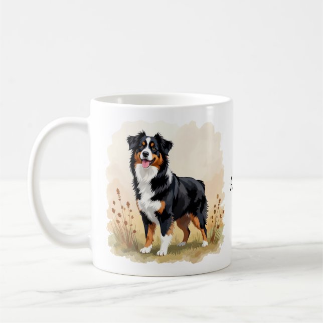 Australian Shepherd Black Tricolor Aussie Dog Kaffeetasse (Links)