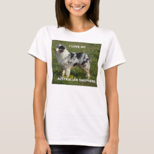 Australian Shepherd Blue Merle Liebe w Foto T-Shirt