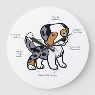 Australian Shepherd Blue Merle Lustige Anatomie Große Wanduhr