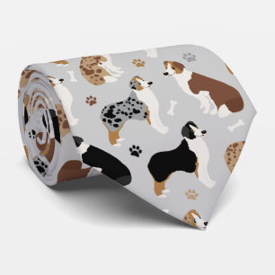 Australian Shepherd Bones and Paws Grey Cravate
