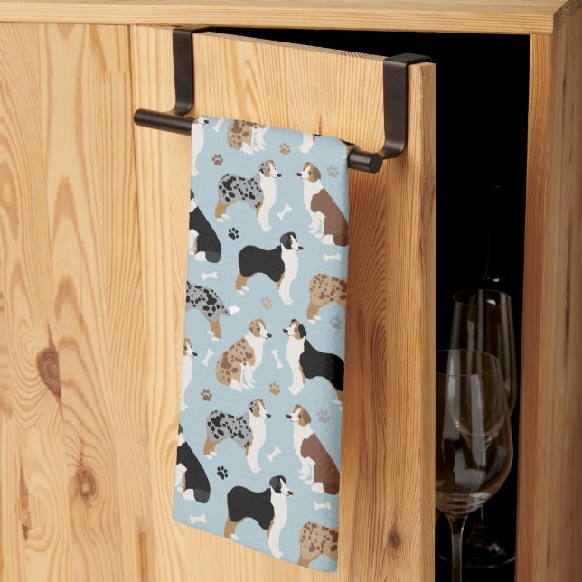 Australian Shepherd Bones and Paws Kittuch Geschirrtuch (Drittel gefaltet)
