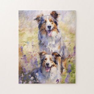 Australian Shepherd bunte Aquarellkunst