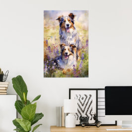 Australian Shepherd bunte Aquarellkunst Poster