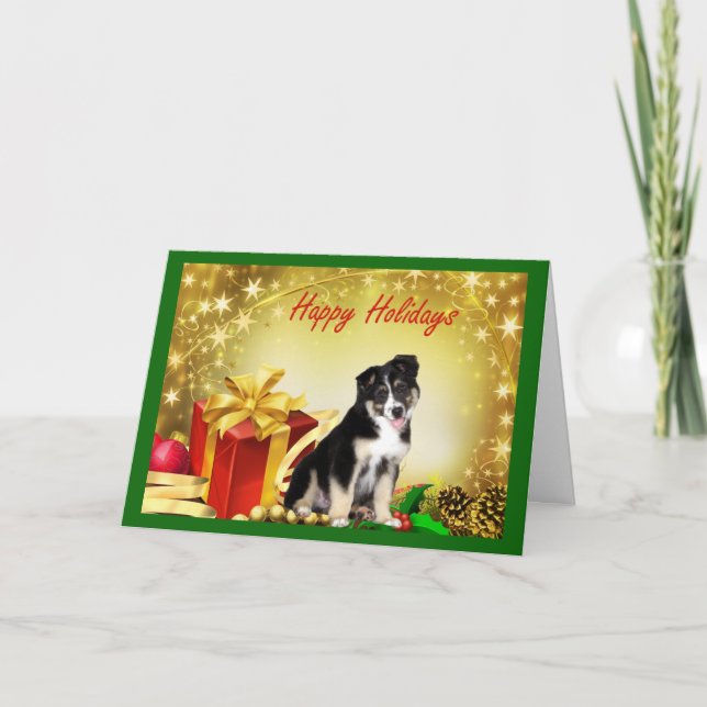 Australian Shepherd Christmas Card Geschenke Feiertagskarte (Vorderseite)