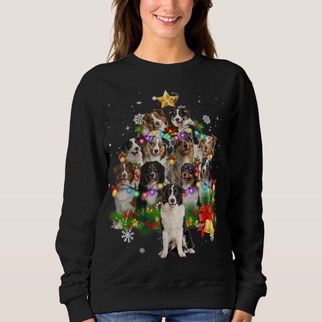 Australian Shepherd Christmas Dog Tree Lights Paja Sweatshirt (Vorderseite)