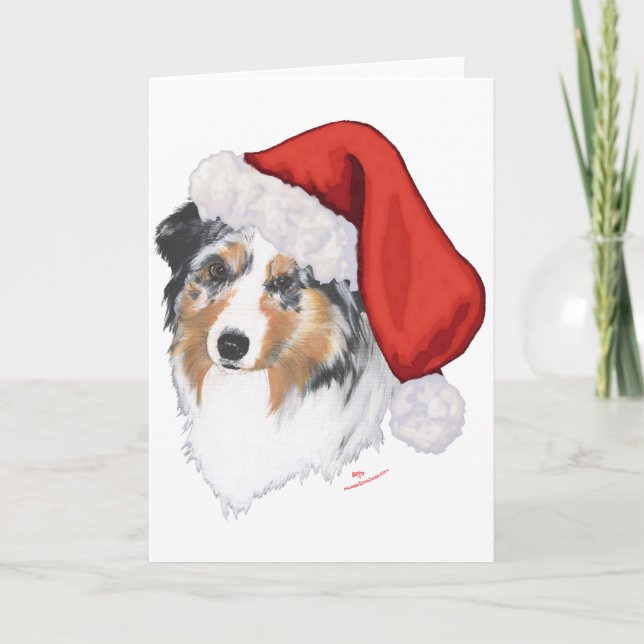 Australian Shepherd Christmas Feiertagskarte (Vorderseite)