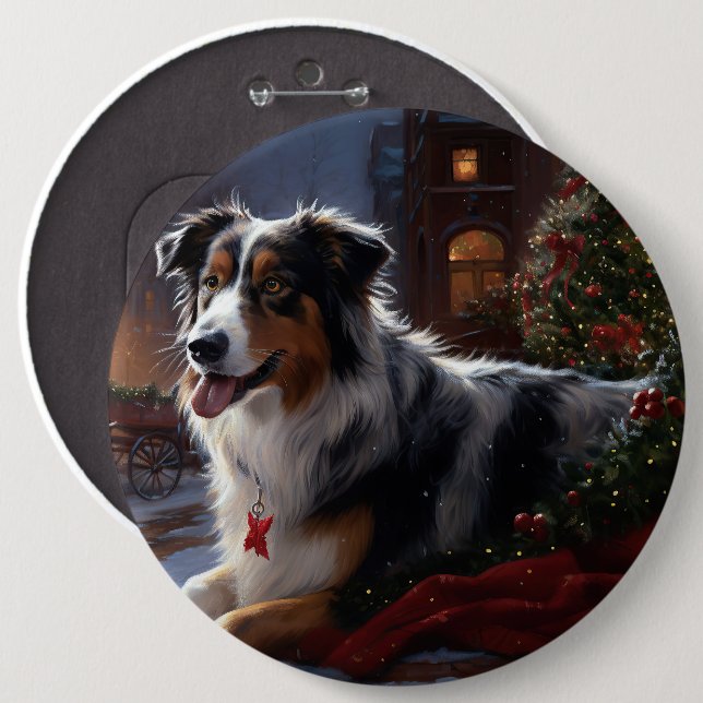 Australian Shepherd Christmas Festive Season Button (Vorne & Hinten)