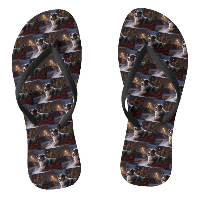 Australian Shepherd Christmas Festive Season Flip Flops (Fußbett)