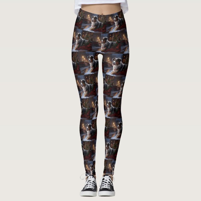 Australian Shepherd Christmas Festive Season Leggings (Vorderseite)