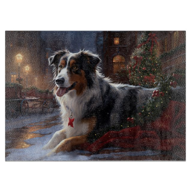 Australian Shepherd Christmas Festive Season Schneidebrett (Vorderseite)
