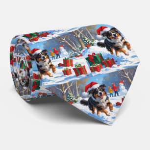 Australian Shepherd Christmas Festive Snow Scene Krawatte
