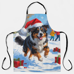 Australian Shepherd Christmas Festive Snow Scene Schürze