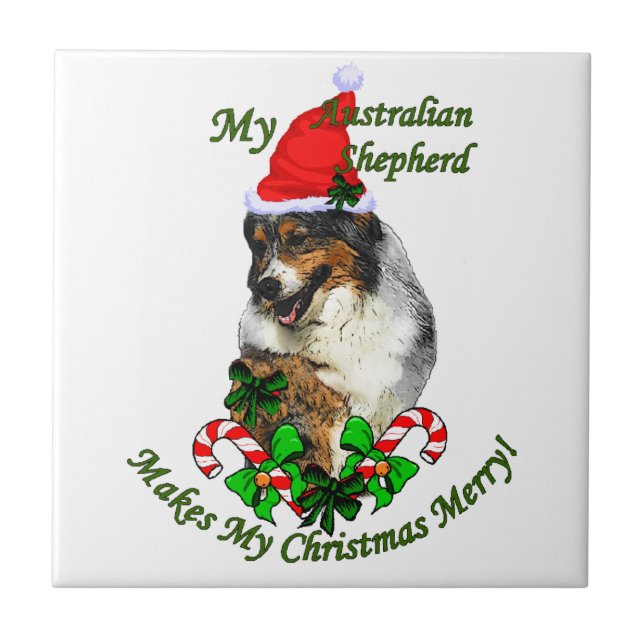 Australian Shepherd Christmas Fliese (Vorderseite)