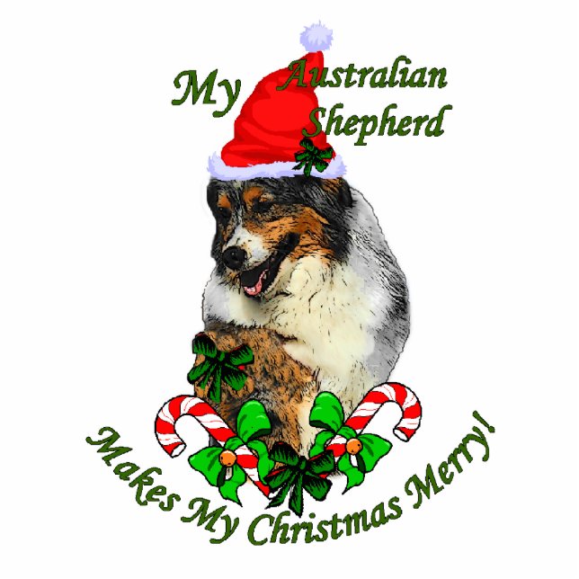 Australian Shepherd Christmas Gifts Ornament Fotoskulptur Ornament (Vorne)
