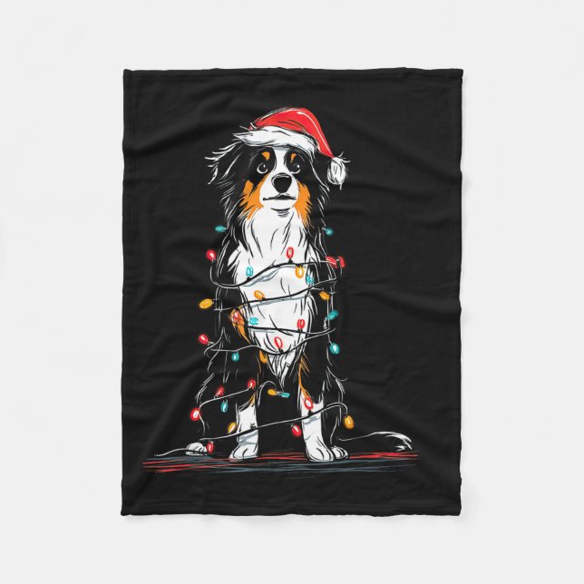 Australian Shepherd Christmas Graphics Dog Lights  Fleecedecke (Vorderseite)