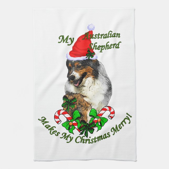 Australian Shepherd Christmas Handtuch (Vertikal)