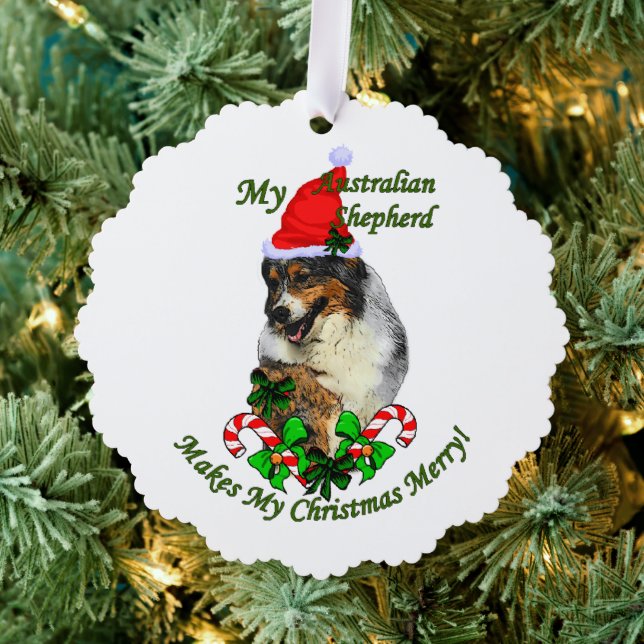 Australian Shepherd Christmas Ornament Karte (Insitu (Baum))